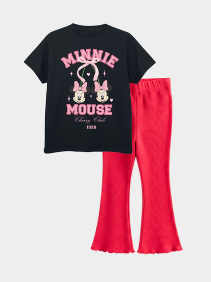 Kids Girls Minnie Mouse T-Shirt & Flared Pants Set