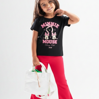 Kids Girls Minnie Mouse T-Shirt & Flared Pants Set