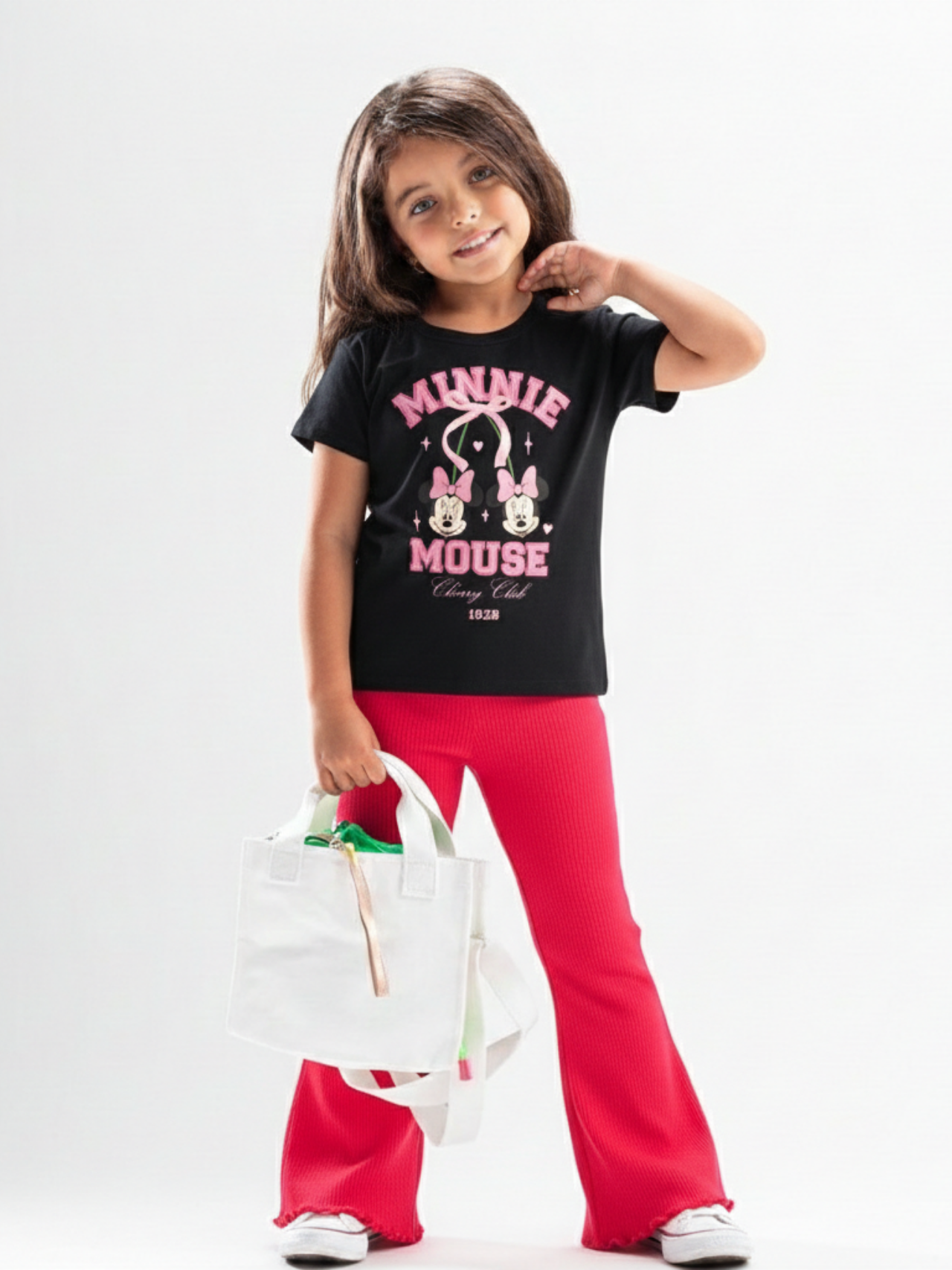 Kids Girls Minnie Mouse T-Shirt & Flared Pants Set