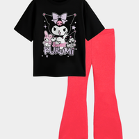 Kids Girls Kuromi T-Shirt & Flared Pants Set