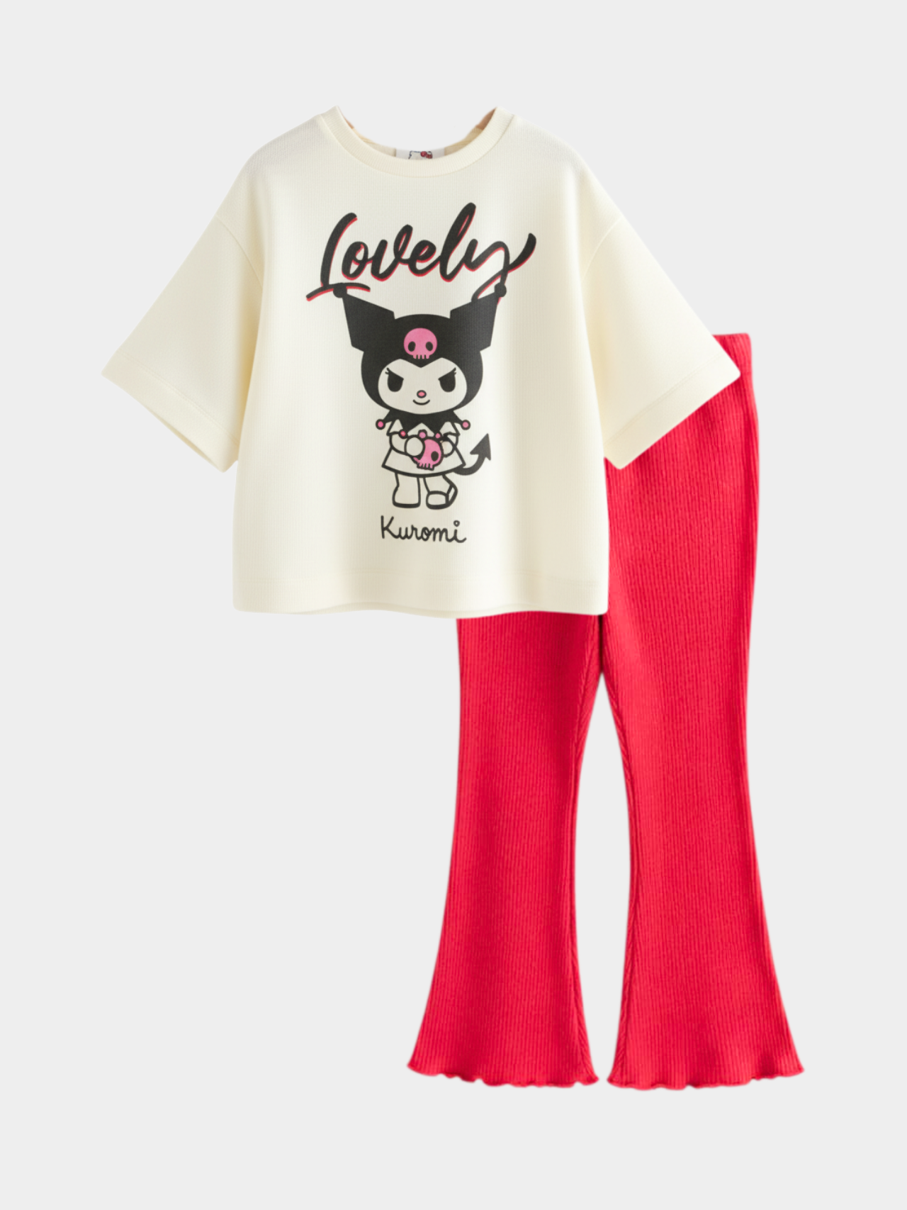 Kids Girls Kuromi T-Shirt & Flared Long Pants Set