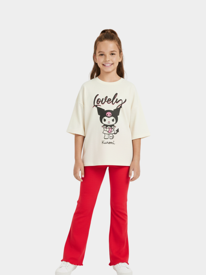 Kids Girls Kuromi T-Shirt & Flared Long Pants Set