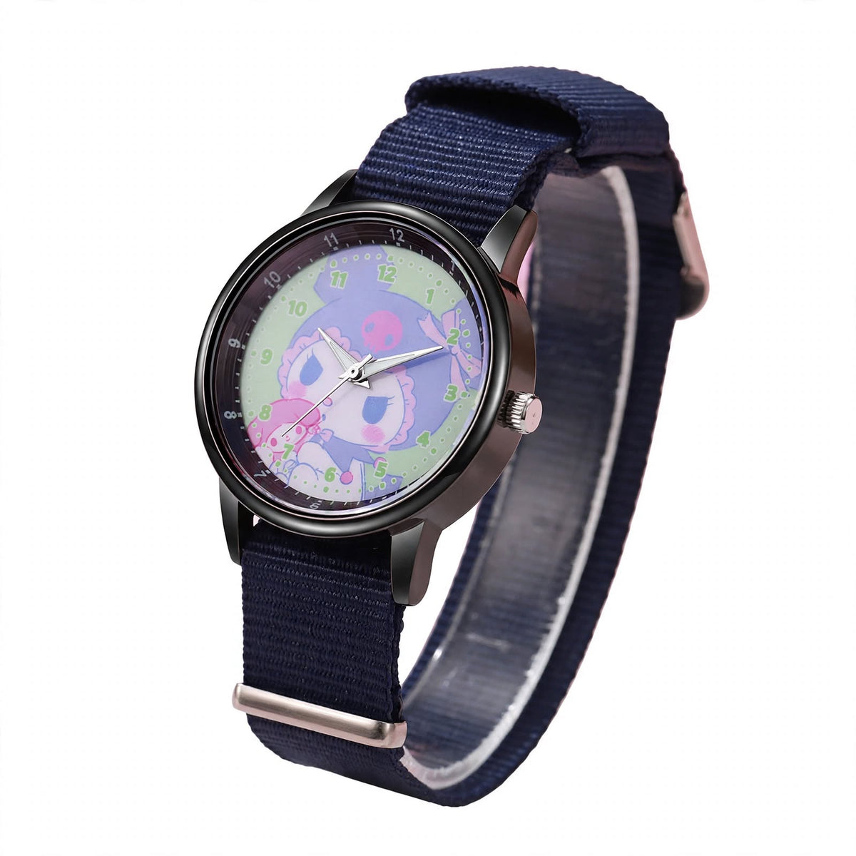 Kids Kuromi & My Melody Nylon Strap Watch - Navy