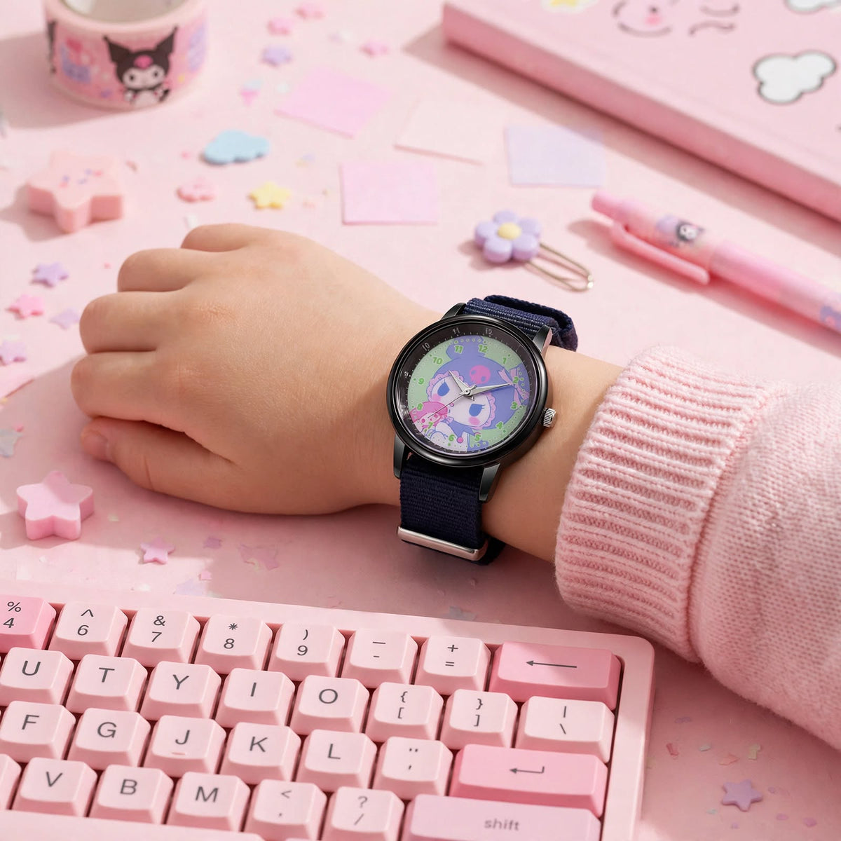 Kids Kuromi & My Melody Nylon Strap Watch - Navy