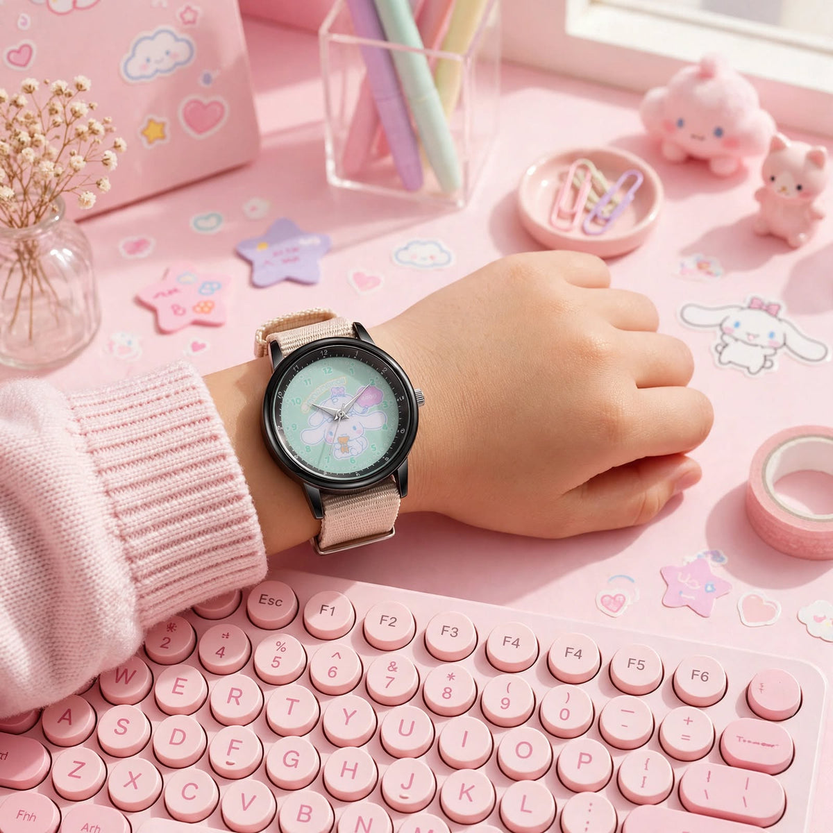 Kids Cinnamoroll Nylon Strap Watch - Beige