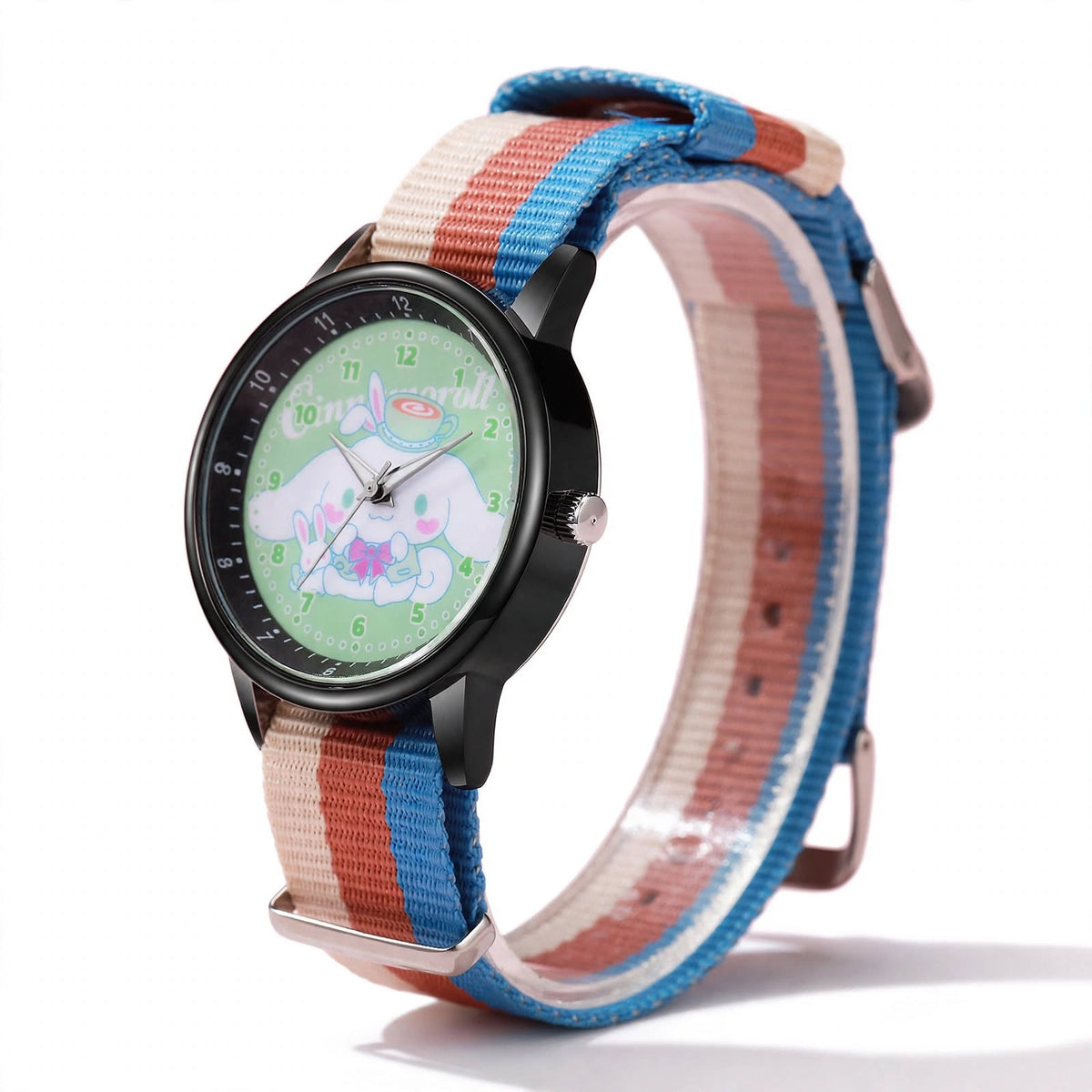 Kids Cinnamoroll Nylon Strap Watch - Rainbow Stripe