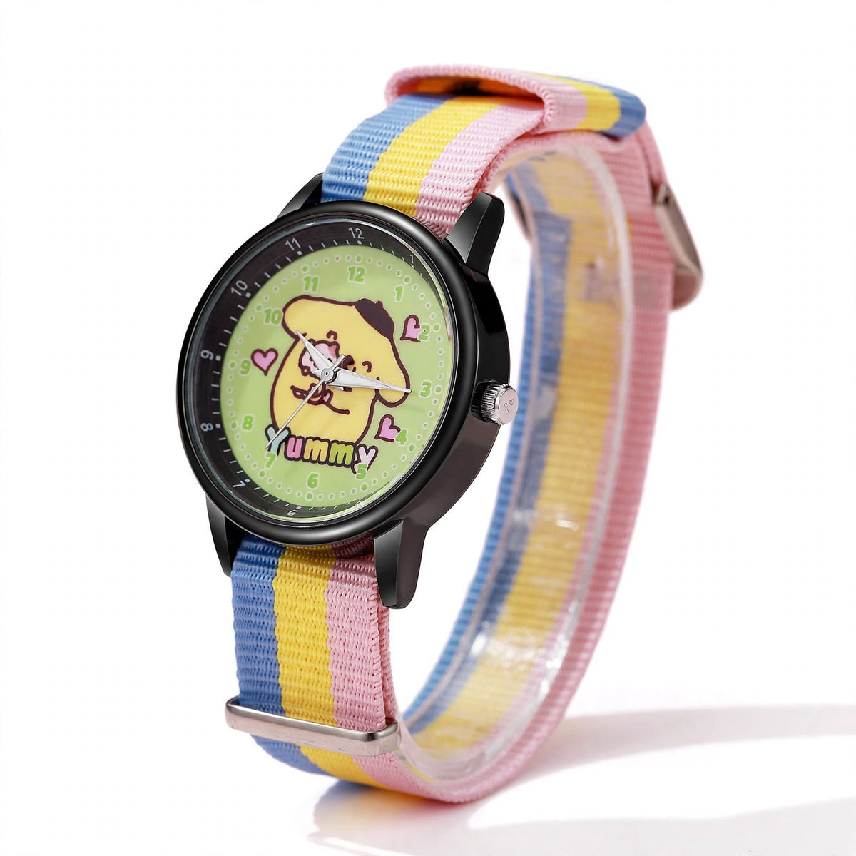 Kids Pompompurin Nylon Strap Watch - Rainbow Stripe