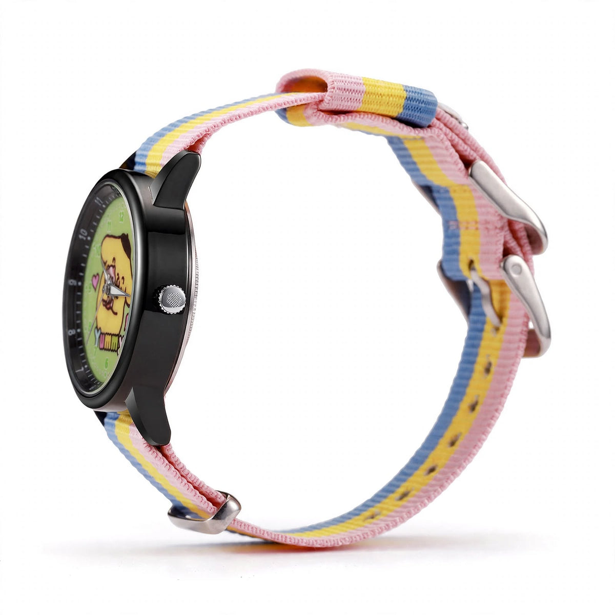 Kids Pompompurin Nylon Strap Watch - Rainbow Stripe