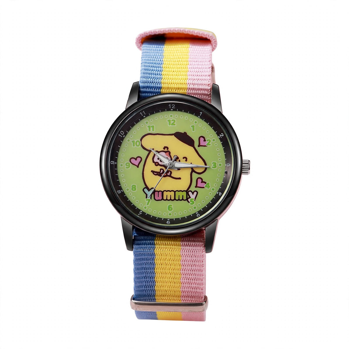 Kids Pompompurin Nylon Strap Watch - Rainbow Stripe