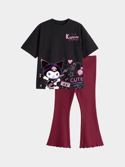 Kuromi Rocker Black T-shirt Set  (3-12yrs)