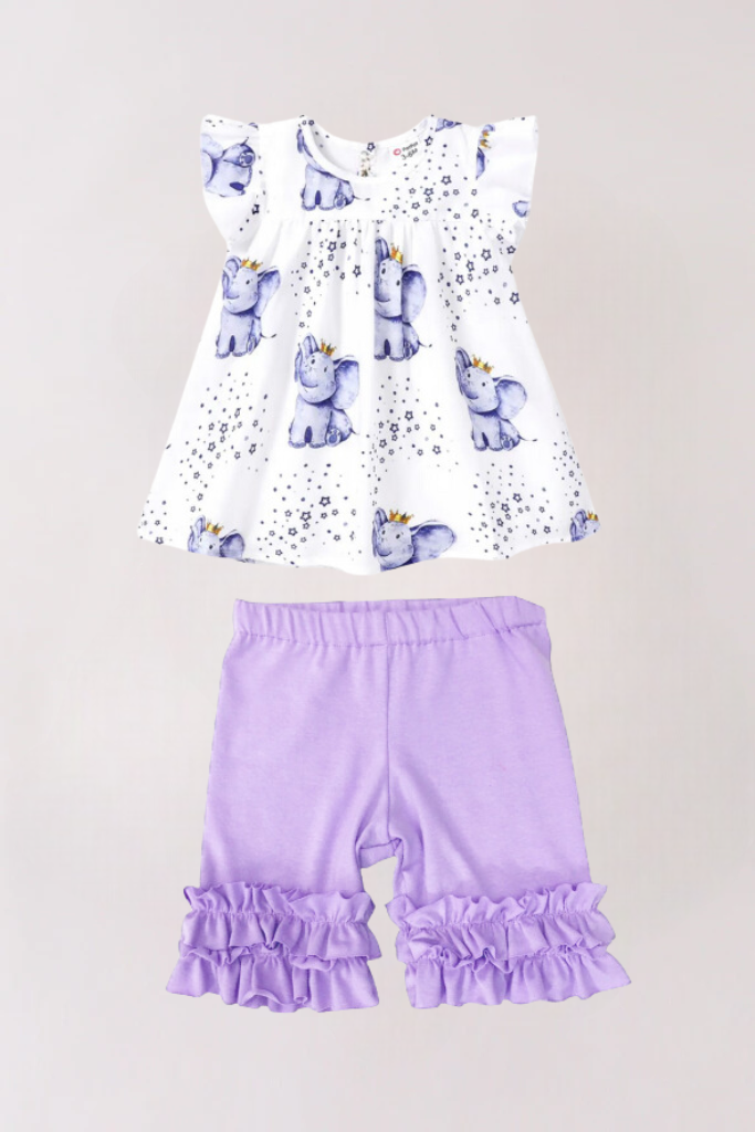 Roshkosh 2pcs Elephant Princess Print Top Set