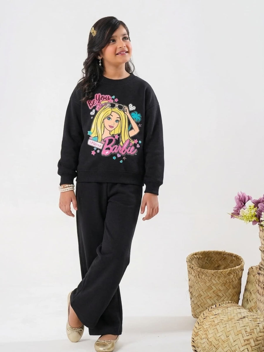 Barbie Be You Fierce Sweatshirt & Wide-Leg Pants Set - Black