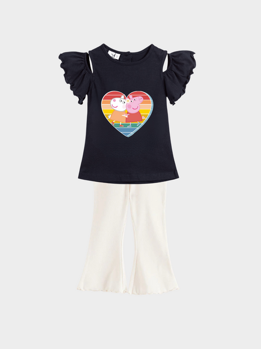 Eid Special Kids Girl Papa Pig Printed Set