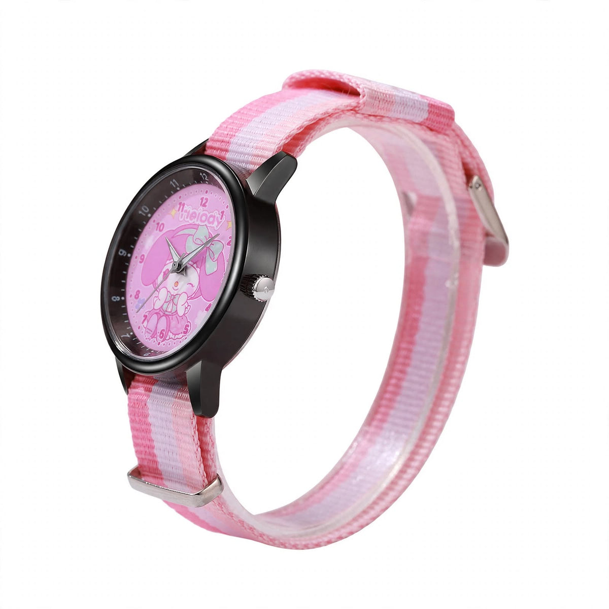 Kids My Melody Nylon Strap Watch - Pink Stripe
