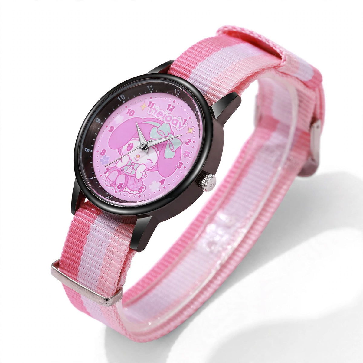Kids My Melody Nylon Strap Watch - Pink Stripe