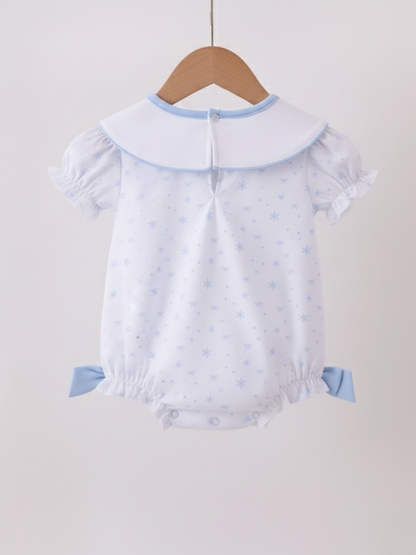 Baby Snowflake Embroidered Bib Romper