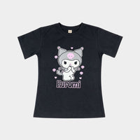 Girl's Black Kuromi Graphic Short-Sleeve T-Shirt