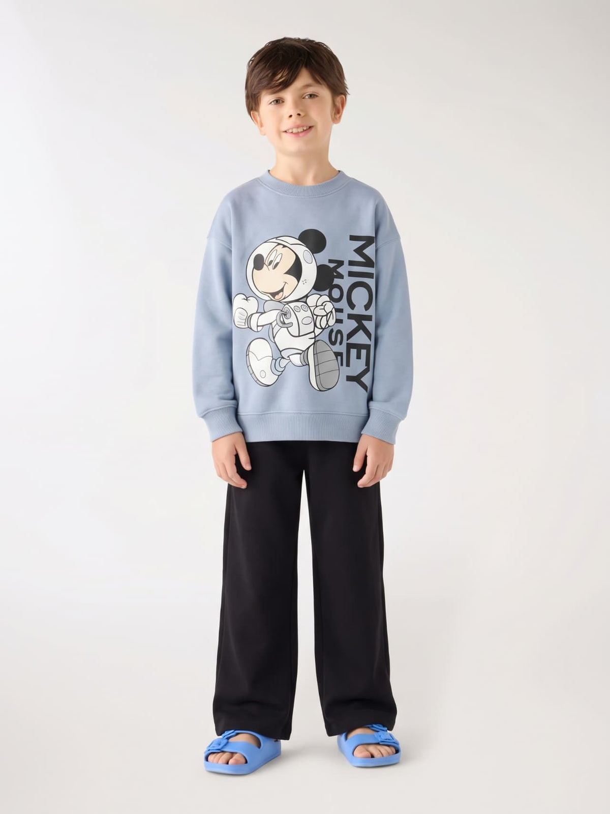 Mickey Mouse Astronaut Sweatshirt & Wide-Leg Pants Set - Sky Blue & Black