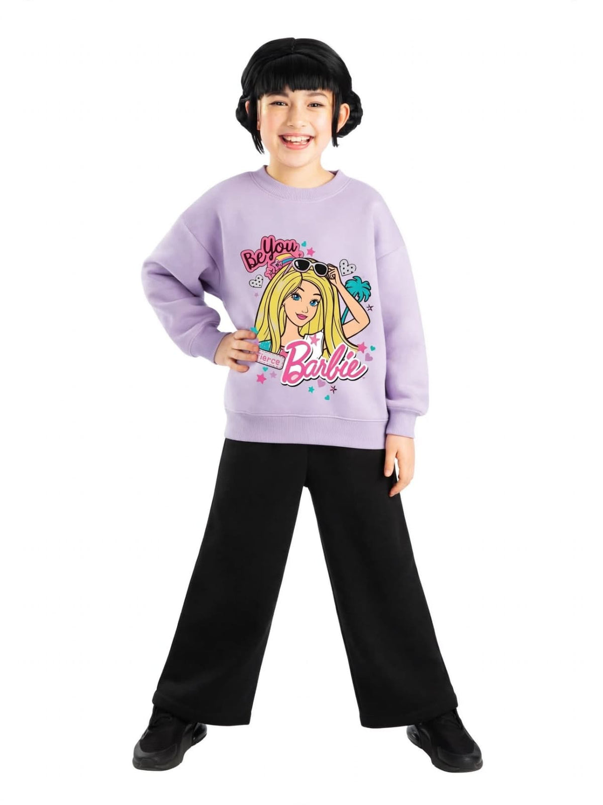 Barbie Be You Fierce Sweatshirt & Wide-Leg Pants Set - Lavender & Black