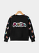 Girls' Black Minnie Graphic Sweatshirt with Colorful Butterfly Sleeves