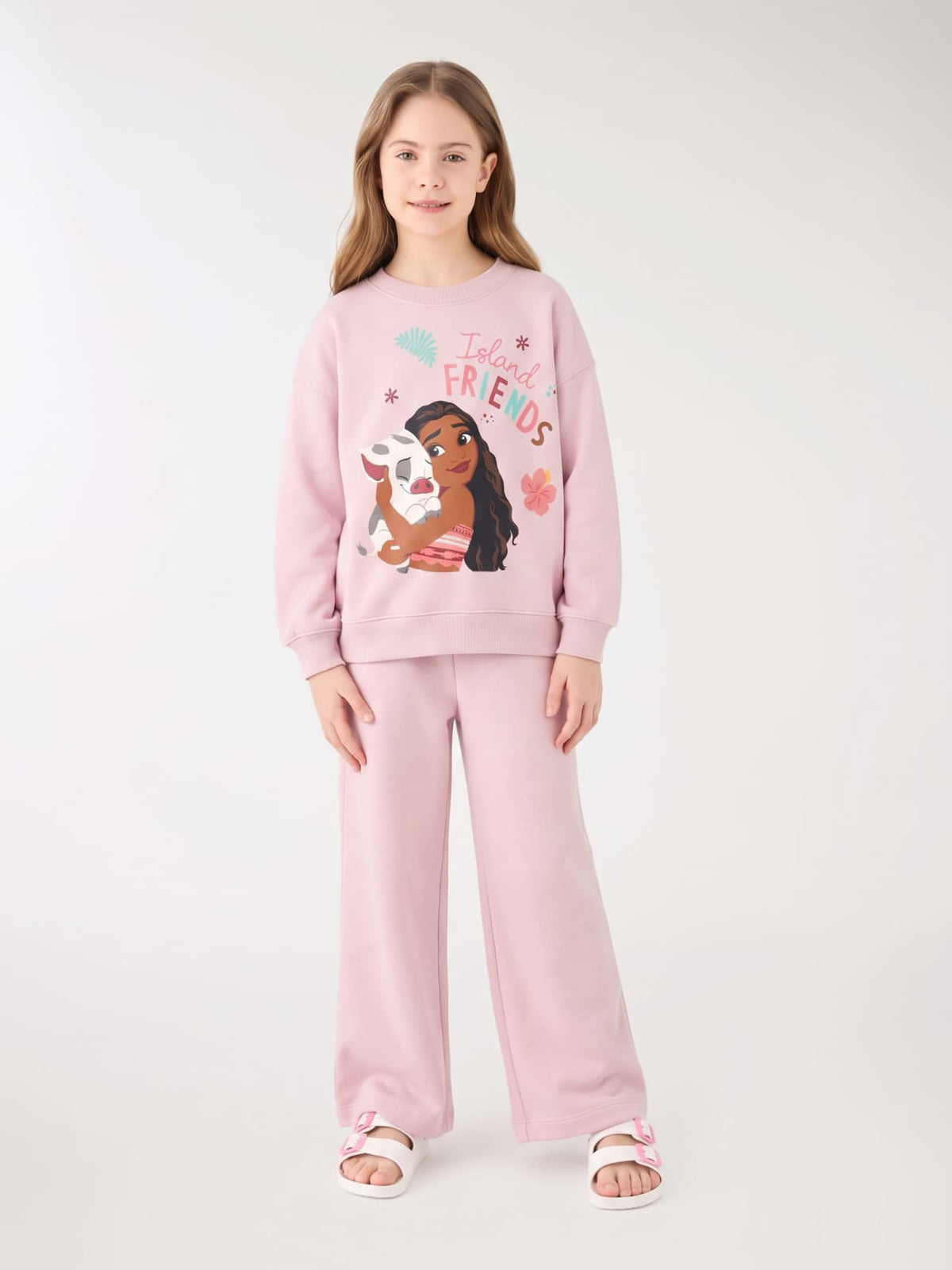 Moana & Pua Island Friends Sweatshirt & Wide-Leg Pants Set - Pink