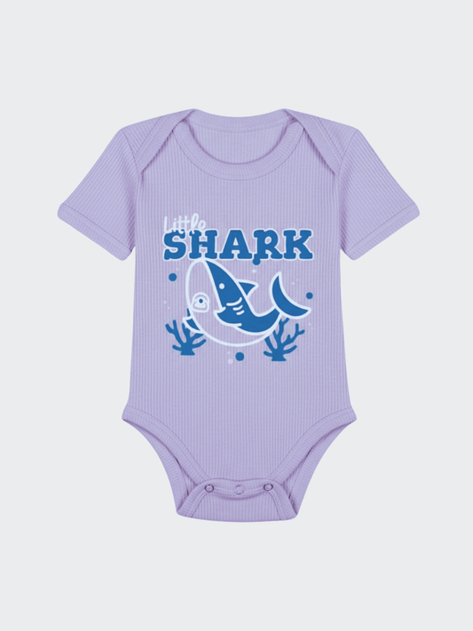 Baby boy & girls ''Little Shark" Ribbed Romper