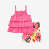 Baby Girl 2pcs Floral Dark Pink Color Top & Bottom Set