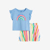 Baby Girl 2pcs Sky Blue Color Rainbow Printed Top & Skirt Set