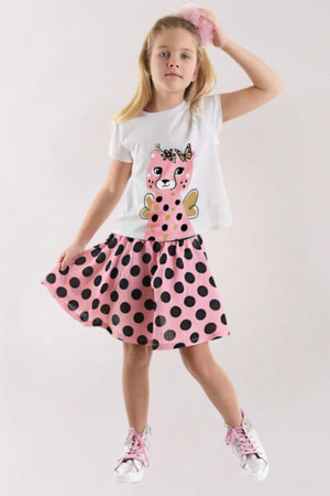 Baby Girl 2pcs White Color Animal Printed Top & Skirt Set