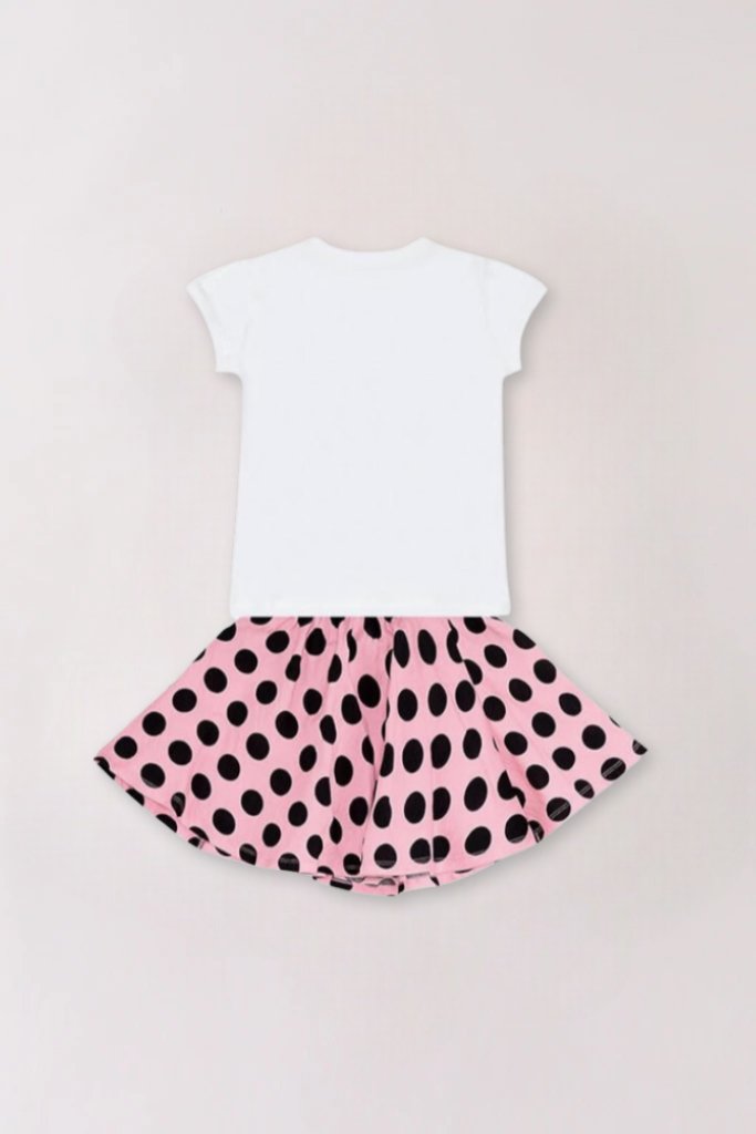 Baby Girl 2pcs White Color Animal Printed Top & Skirt Set