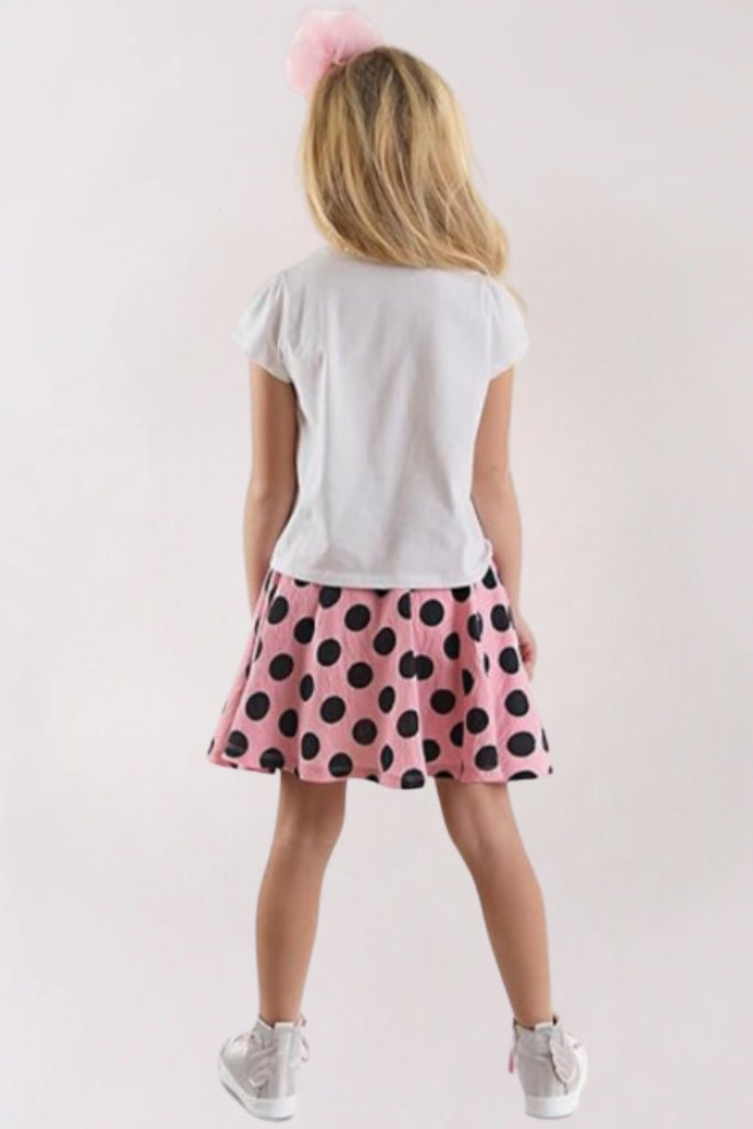 Baby Girl 2pcs White Color Animal Printed Top & Skirt Set