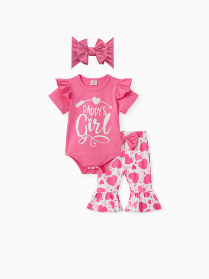 Baby Girl Letter Print Romper With Bow (0mths - 2yrs)