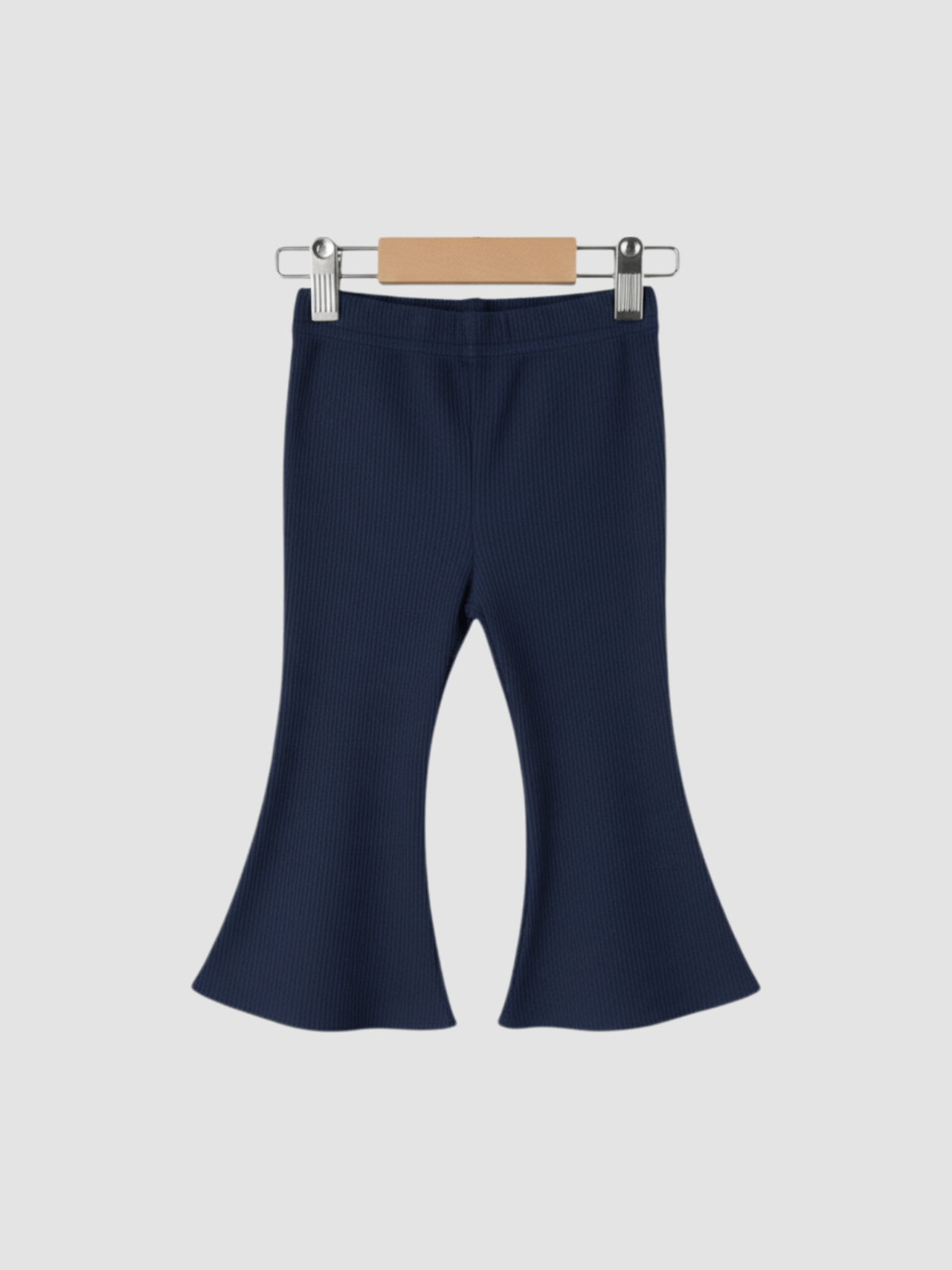 Baby Girl Ruffle Ribbed Flared Pants - Navy