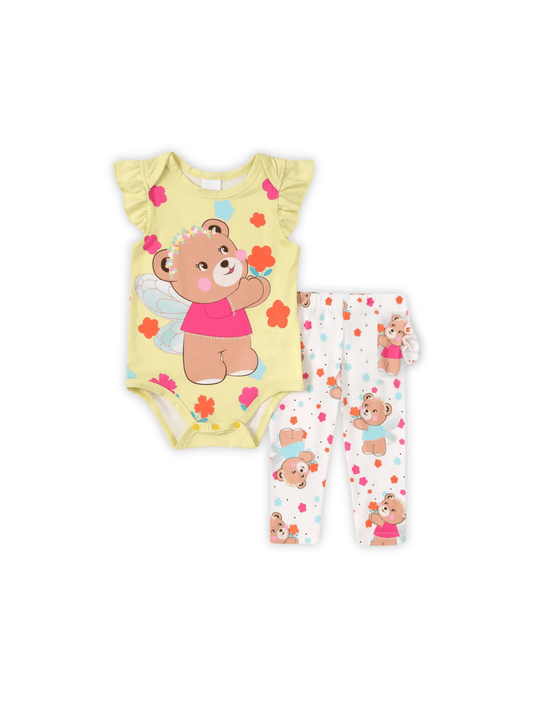 Baby Girl Teddy Print Romper Set (0mths - 2yrs)