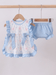 Baby Girls' Blue Starfish Print Flutter Top and Bloomer Set