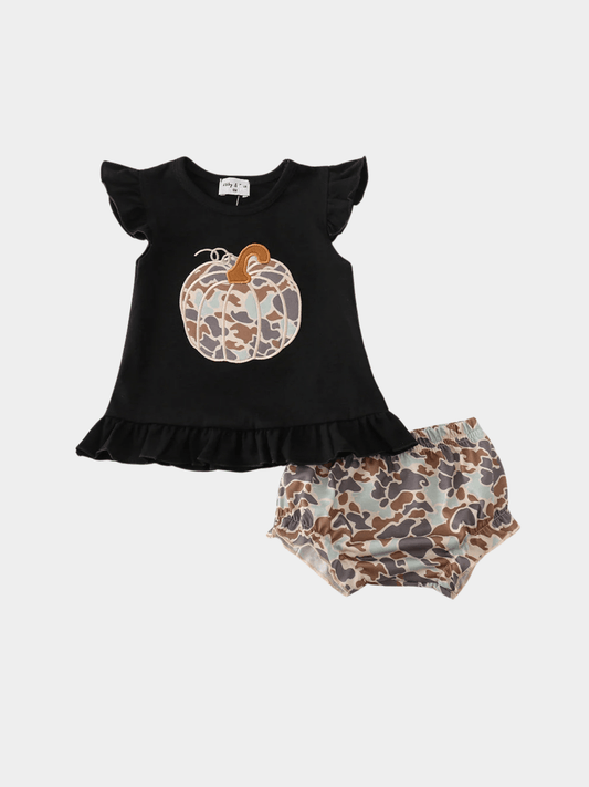 Baby Girls' Camo Pumpkin Flutter Sleeve Top and Bloomer Set