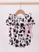 Baby Girls' Cow Print Bubble Romper with Pink Gingham Bows