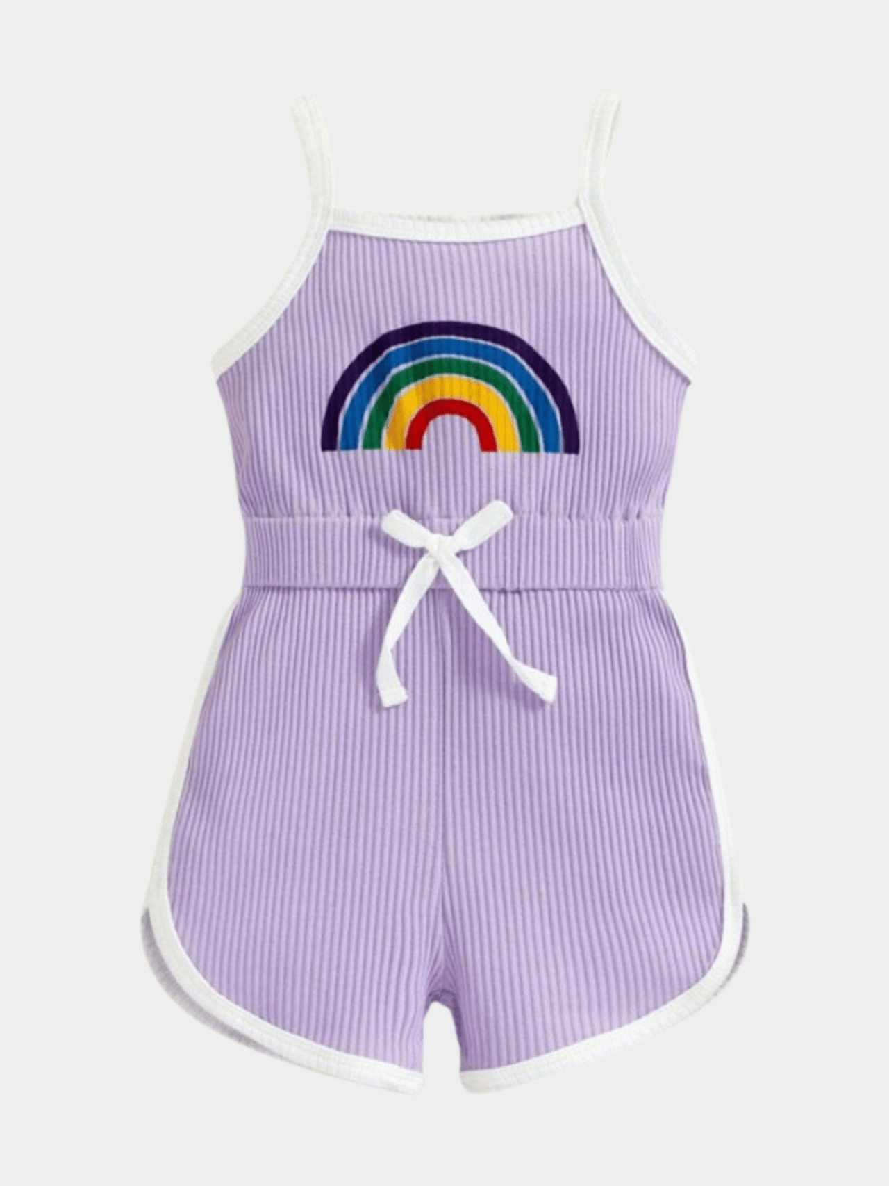 Baby Girls' Lavender Ribbed Rainbow Cami Romper