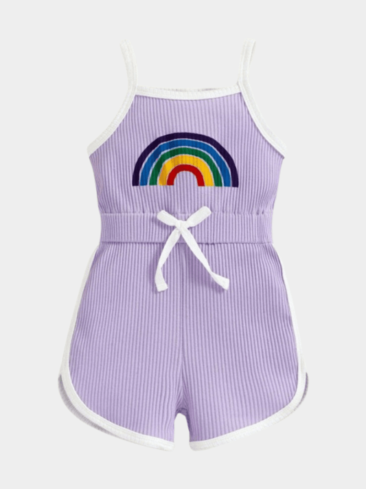 Baby Girls' Lavender Ribbed Rainbow Cami Romper