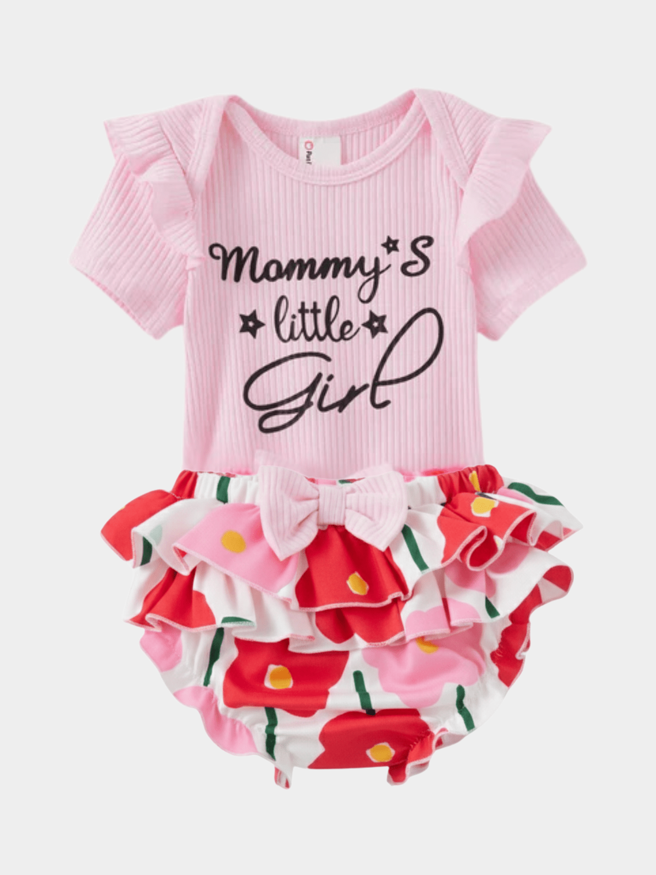 Baby Girls' "Mommy’s Little Girl" Ribbed Bodysuit and Floral Ruffle Bloomer Set
