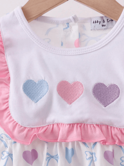 Baby Girls’ Pastel Heart Print Top and Pink Bloomer Set