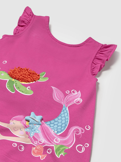Baby Girls' Pink Mermaid and Turtle Flutter Sleeve Sundress