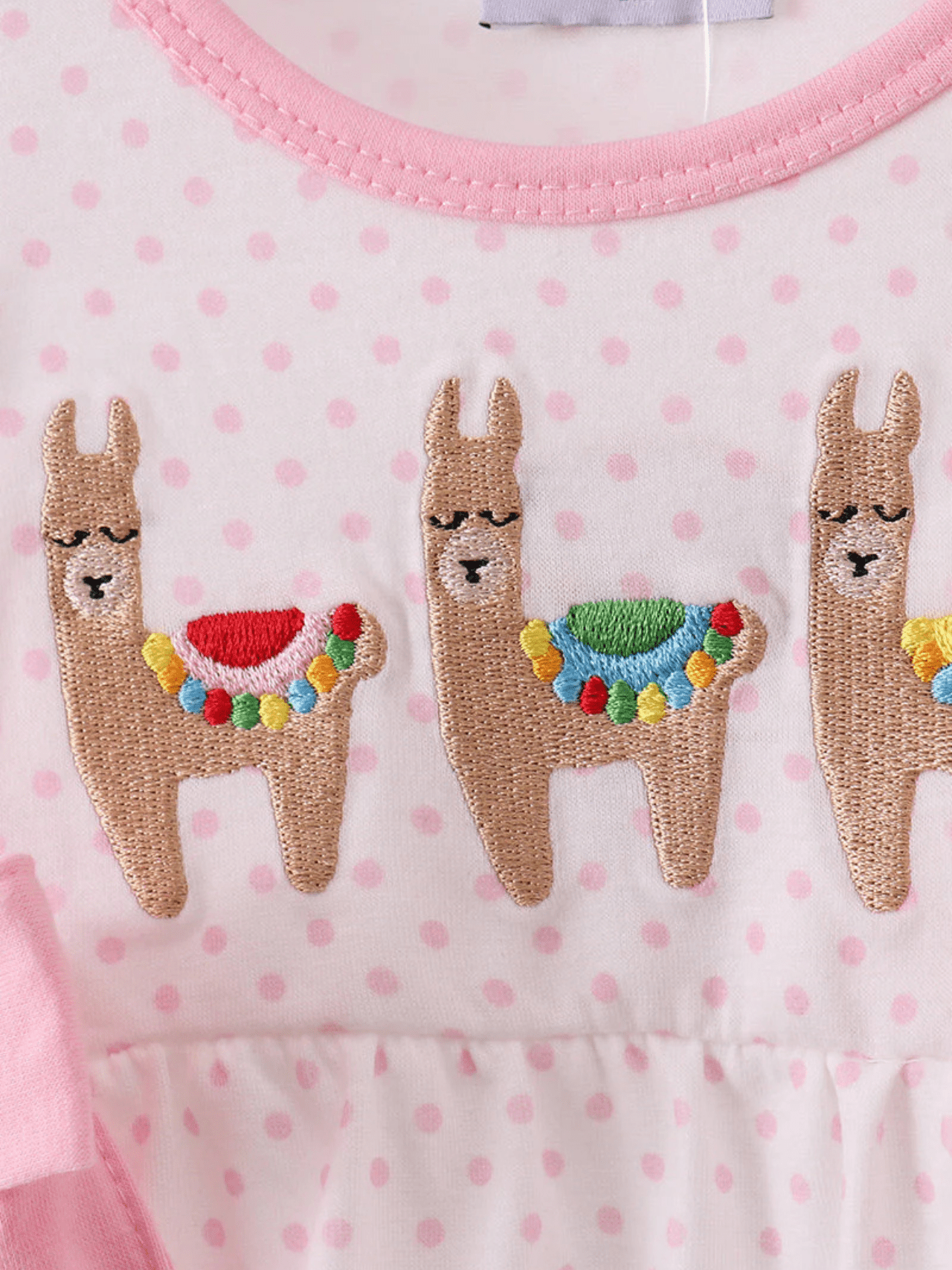 Baby Girls' Pink Polka Dot Llama Smocked Bubble Romper