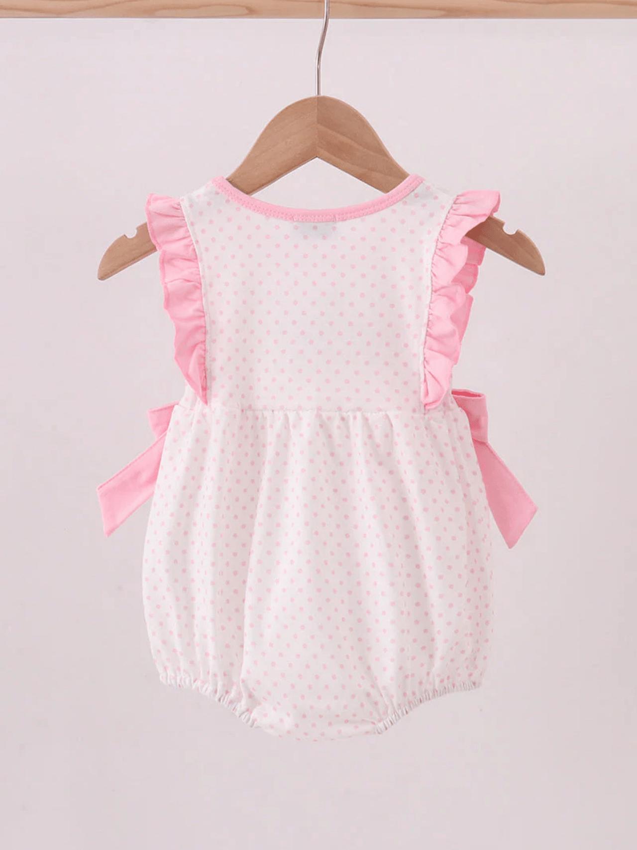Baby Girls' Pink Polka Dot Llama Smocked Bubble Romper
