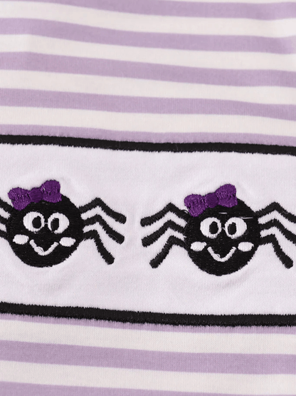 Baby Girls' Purple Striped Smocked Spider Bubble Romper