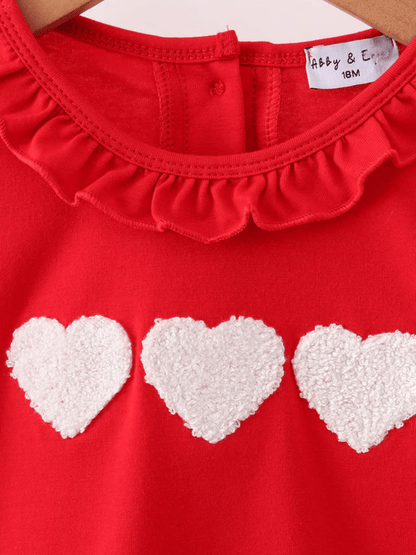 Baby Girls’ Red Ruffled Top and Checkered Heart Bloomer Set