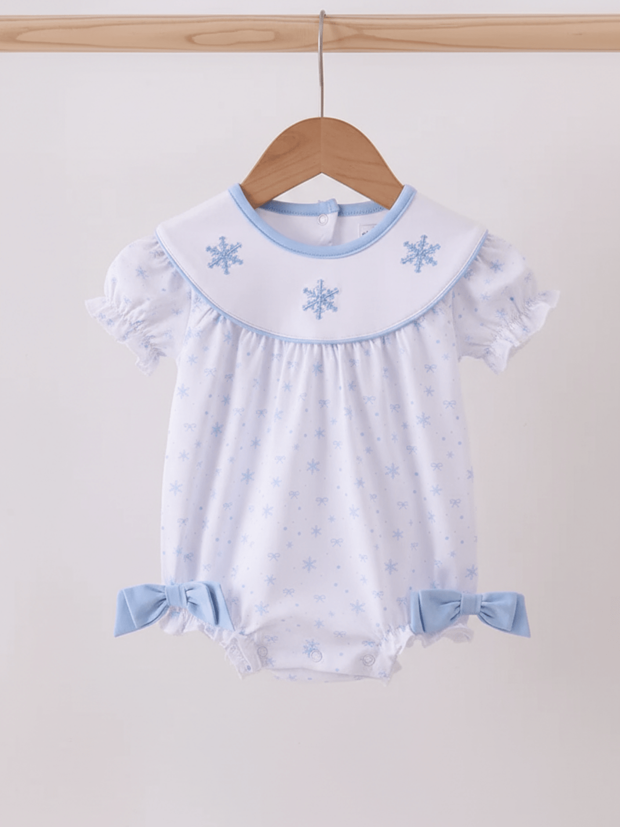 Baby Girls' Snowflake Embroidered Bib Romper