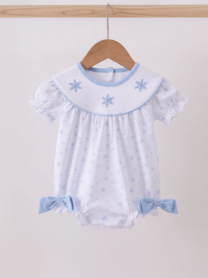 Baby Girls' Snowflake Embroidered Bib Romper