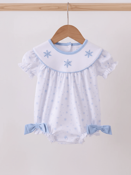 Baby Girls' Snowflake Embroidered Bib Romper