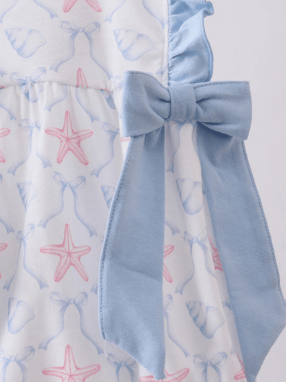 Baby Girls' Starfish and Seashell Smocked Bubble Romper